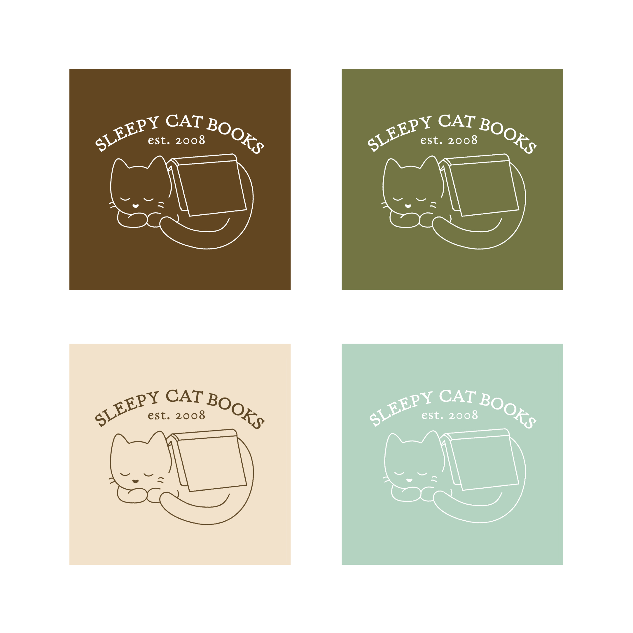 Sleepy Cat Books Logo in four colors